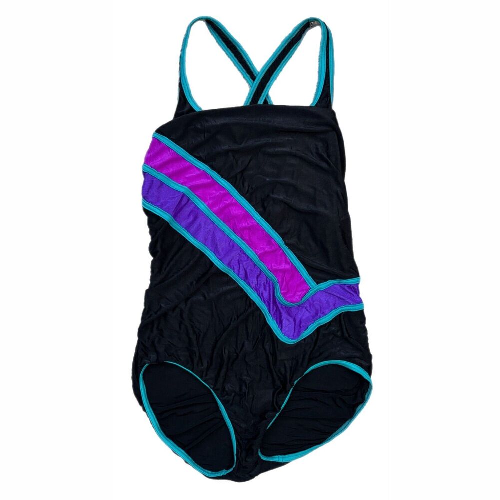 Lands End One Piece Swimsuit Multicolor Underwire Women 14 Made USA
